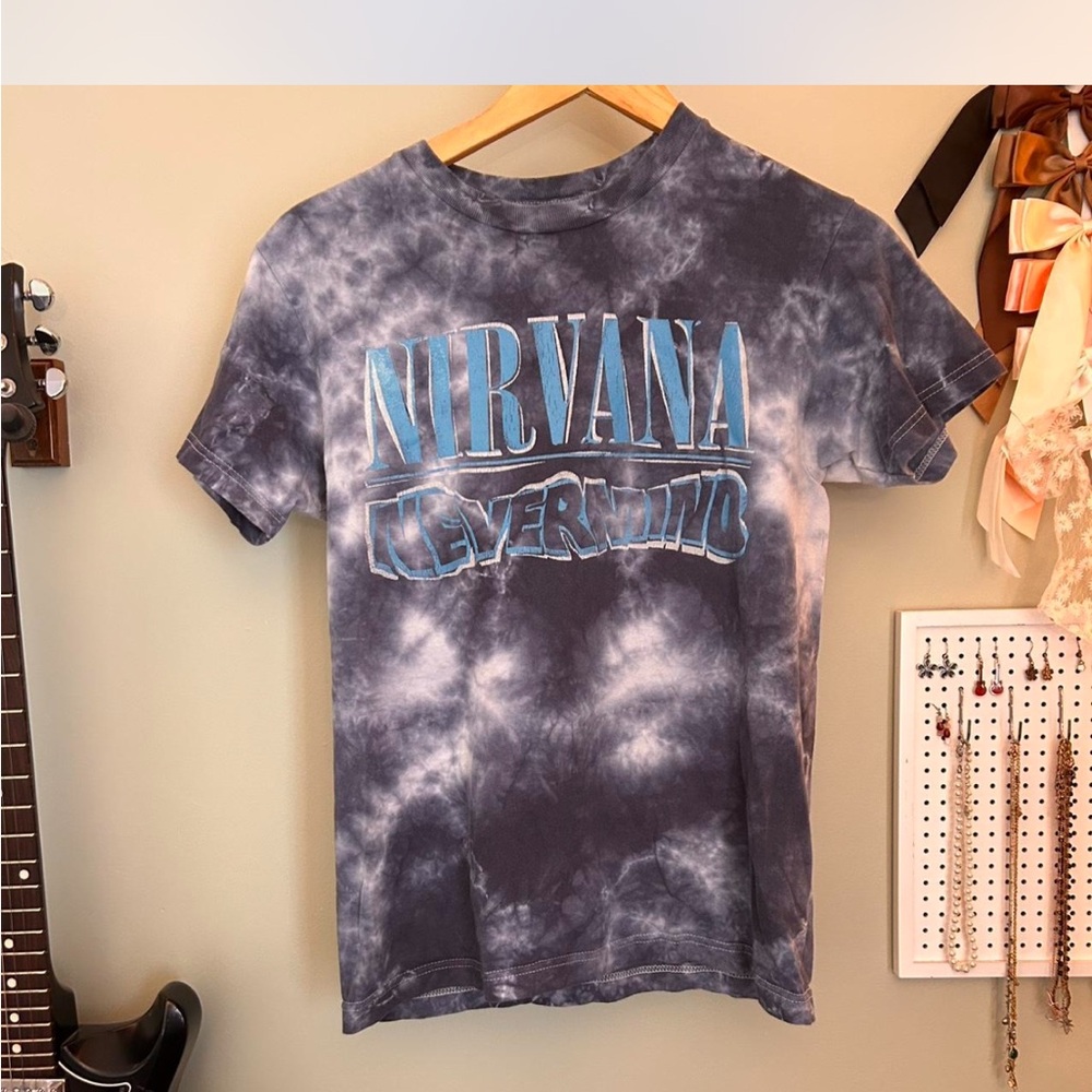 NIRVANA Blue and White Tie-Dye Tee
